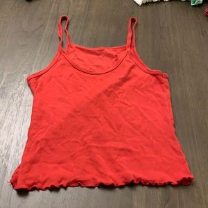 Red scalloped bottom tank top